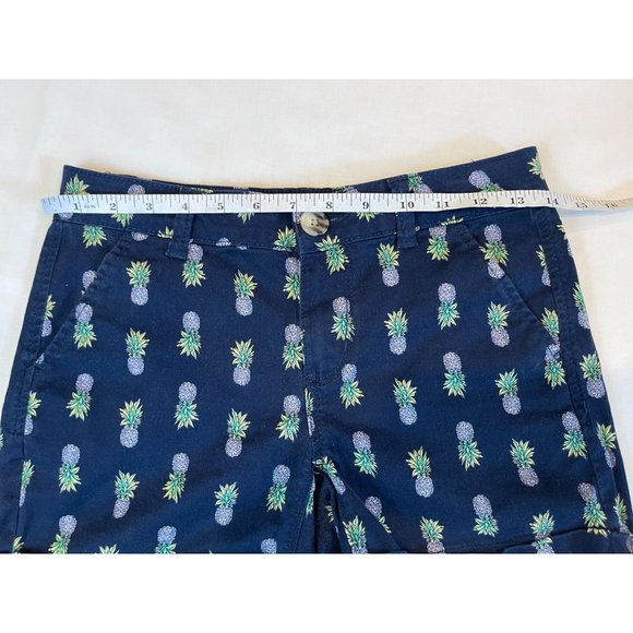 So Women's Favorite Midi Shorts Low Rise Pineapple Print Navy Blue Size 1 - Picture 3 of 9